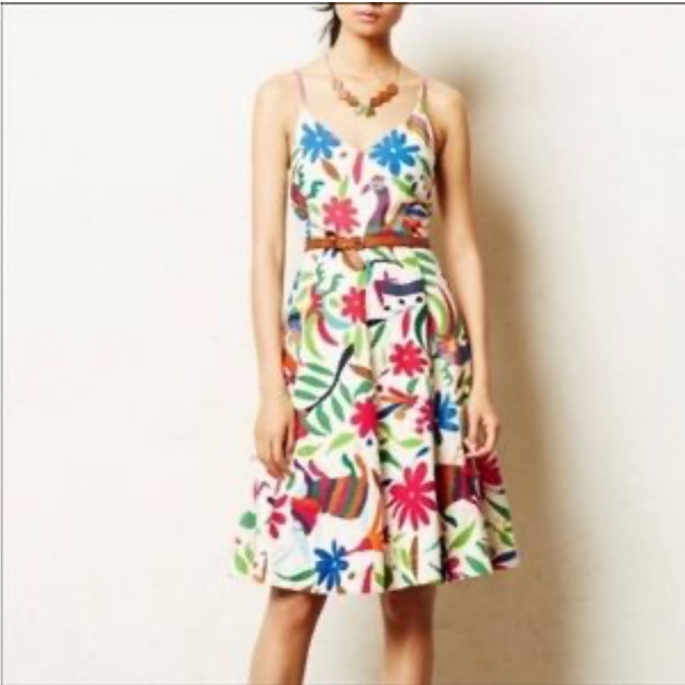 Anthropologie White Embroidered Floral Sundress with Multicolor Motifs - Picture 2 of 9